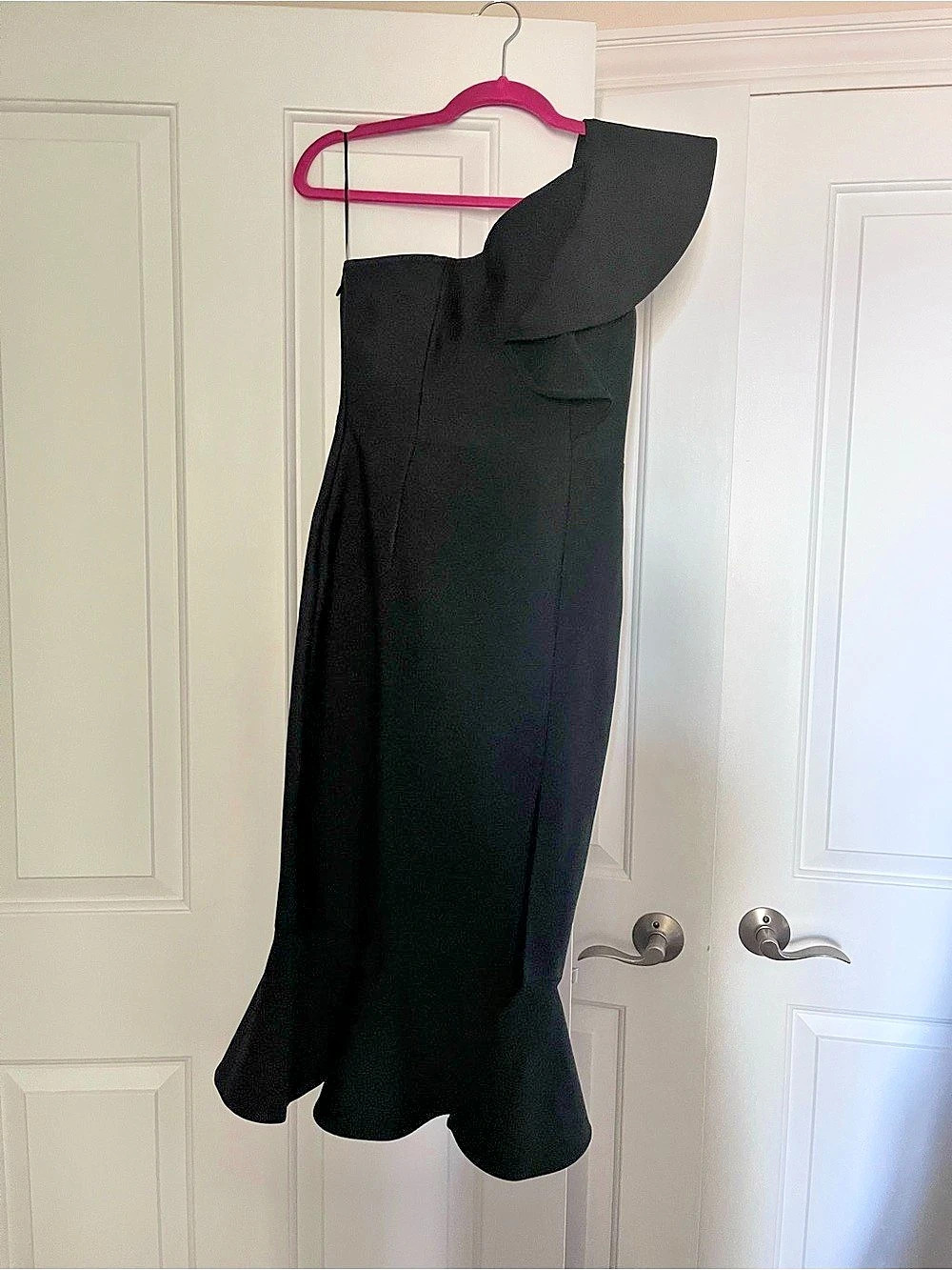 FASHION NOVA Taylor One Shoulder Ruffle Midi Dress Black Medium